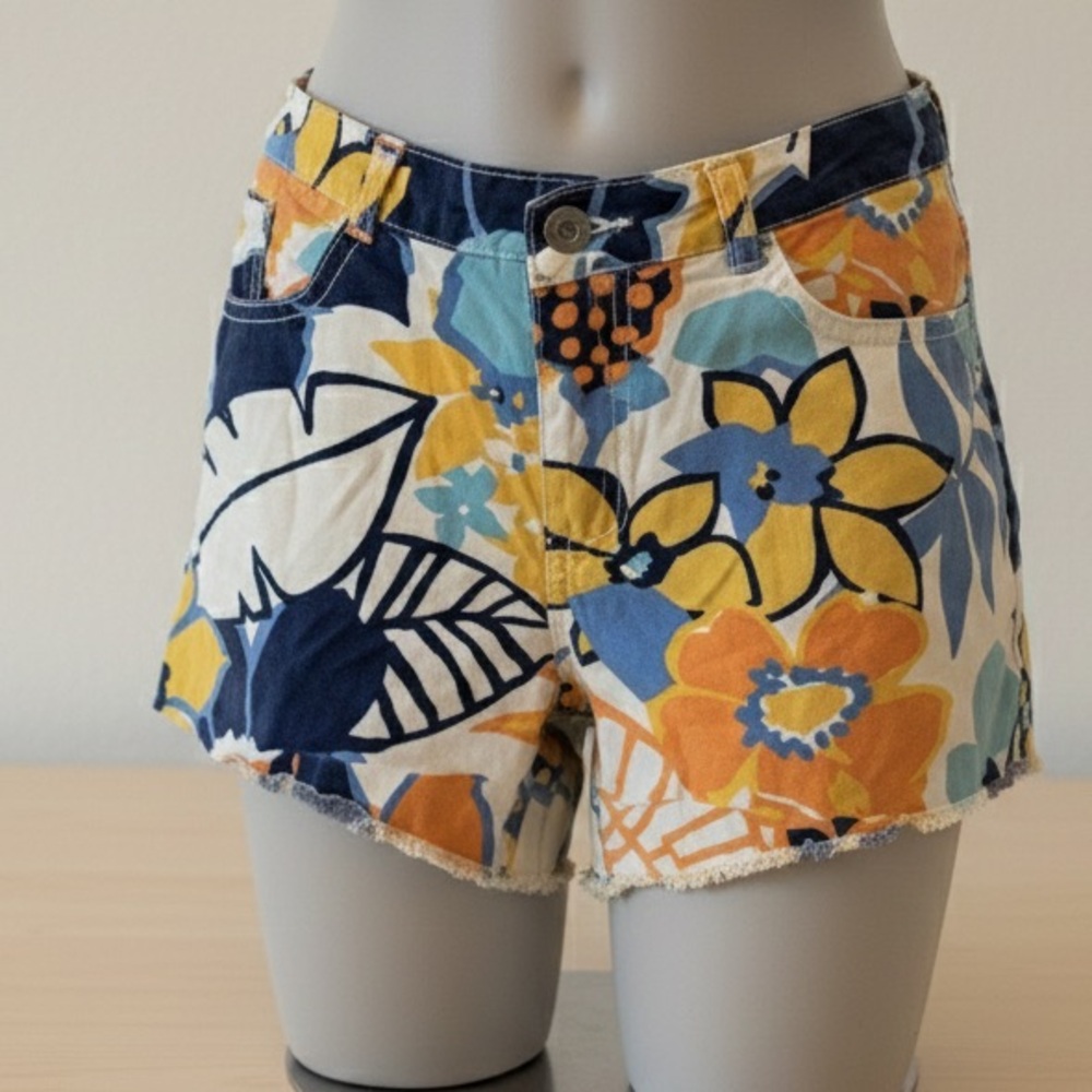 Gymboree Floral Jean Shorts - Blue, Orange, Yellow